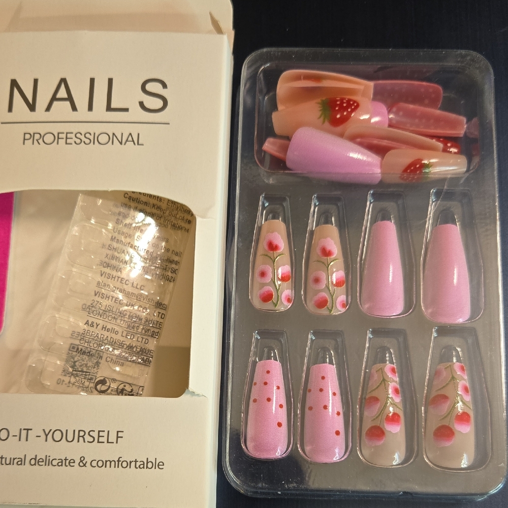 Pink Strawberry Press-On Nails